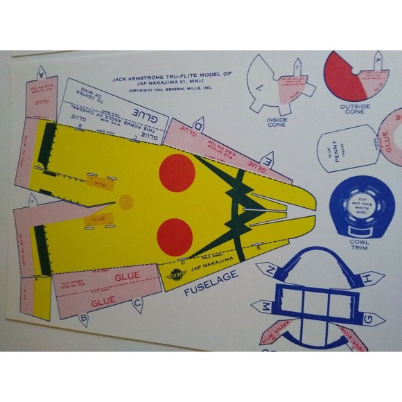 Airplane Toy Jack Armstrong Tru-Flite Model Of Japanese Nakajima GM Cereal 1944 - Picture 6 of 6